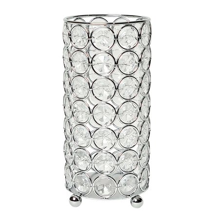 ELEGANT DESIGNS Elipse Crystal and Chrome 6.75 Inch Candle Holder HG1002-CHR